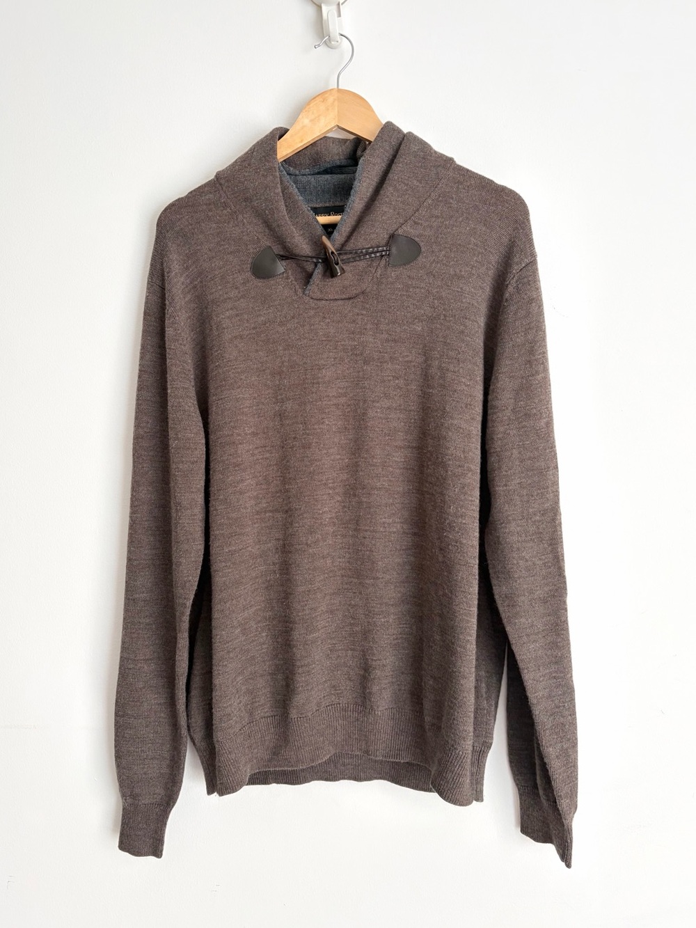 Harry Rosen Merino Wool Horn Toggle Shawl Collar Sweater Dark Academia XL